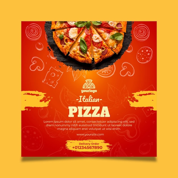 Italian food square flyer template