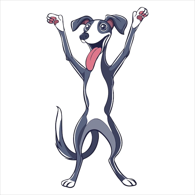 Vector an italian greyhound dog dancing with joy and confidence dog cartoon isolated vector illustration