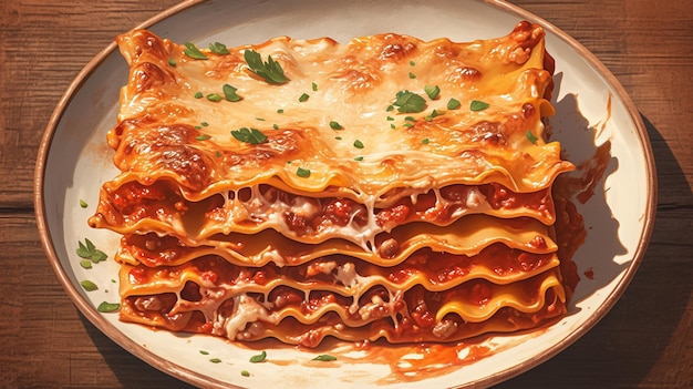 Vector italian lasagna and layered pasta dish