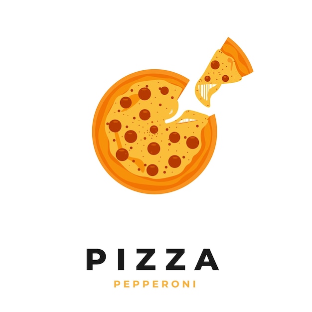 Italian Pizza Sliced Pepperoni with Melted Mozzarella Cheese Vector Illustration