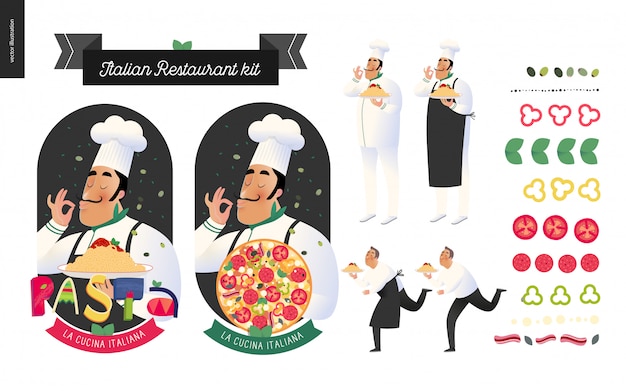 Italian restaurant icon set