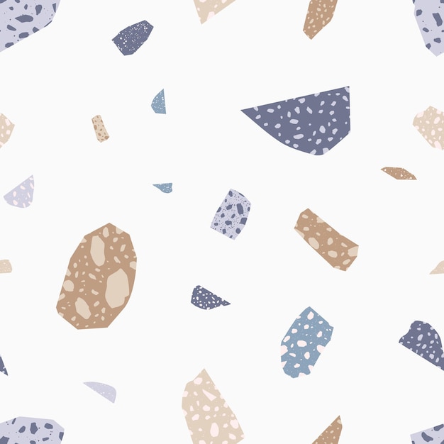 Italian terrazzo flat seamless pattern. Colorful stone particles geometric texture