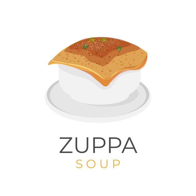 Italian Zuppa Soup Or zuppa toscana Vector Illustration Logo With Delicious Baked Pastry