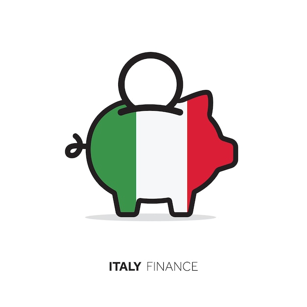 Italy economic concept Piggy bank with national flag