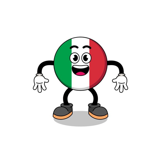 Italy flag cartoon with surprised gesture character design