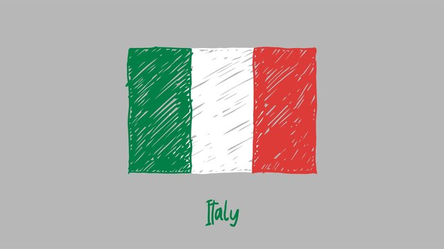 Italy Flag Colored Pencil or Marker Sketch Vector