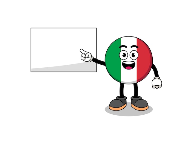 Italy flag illustration doing a presentation character design