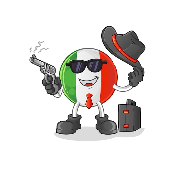 Italy flag mafia with gun character. cartoon mascot vector