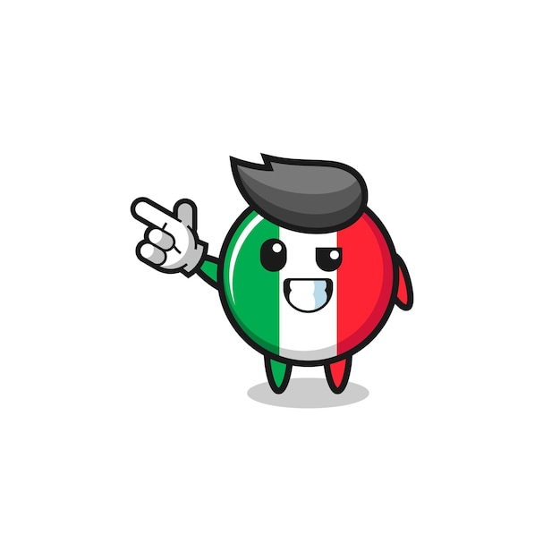 Italy flag mascot pointing top left cute design