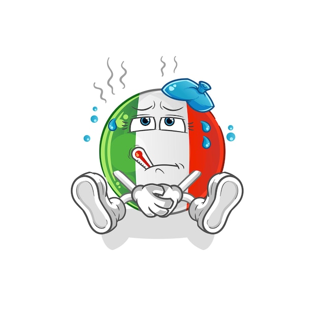 Italy flag sick vector. cartoon character