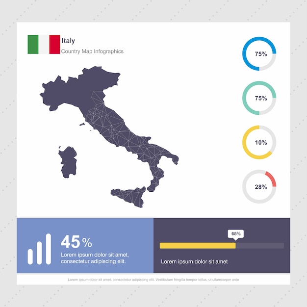 Vector italy map & flag infographics template