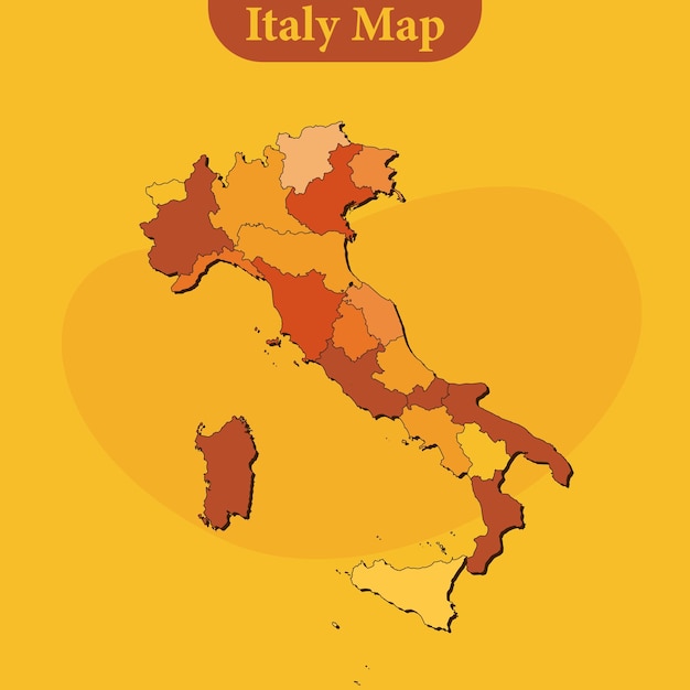 Italy map vector with regions and cities lines and full every region