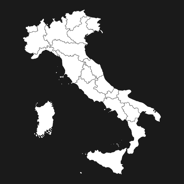 Italy Map with region borders Vector illustration