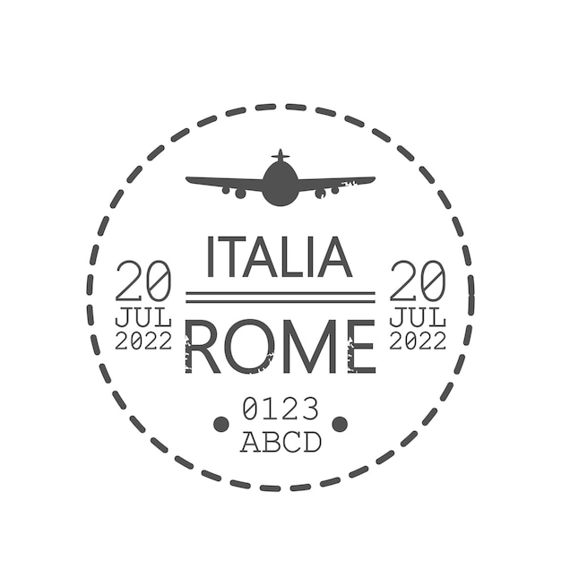 Italy Rome Airport Destination Stamp Passport Control Immigration or Travel Visa Sign International Border Departure