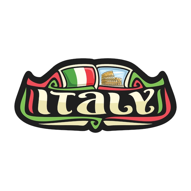 Italy Sticker Flag Logo Badge Travel Souvenir Illustration