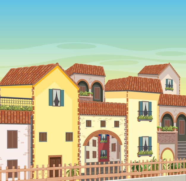 Italy town style house and building landscape