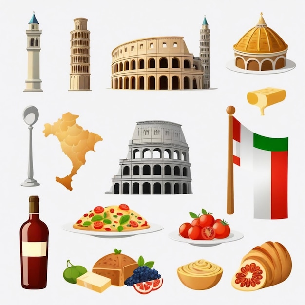 Vector italy vector set white background isolated a high