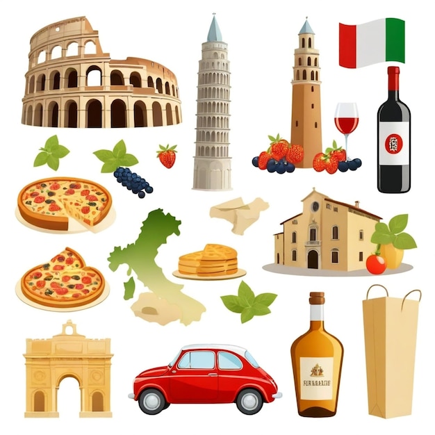 Vector italy vector set white background isolated a high