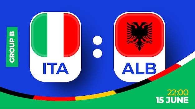 Italy vs Albania football 2024 match versus 2024 group stage championship match versus teams intro sport background championship competition