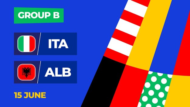 Italy vs Albania football 2024 match versus 2024 group stage championship match versus teams intro sport background championship competition