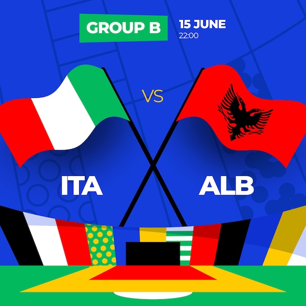 Italy vs Albania football 2024 match versus 2024 group stage championship match versus teams intro sport background championship competition