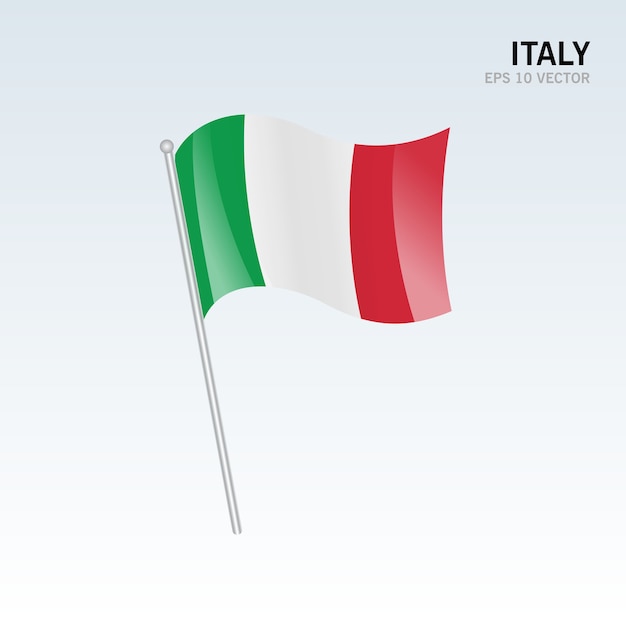 Italy waving flag isolated on gray background