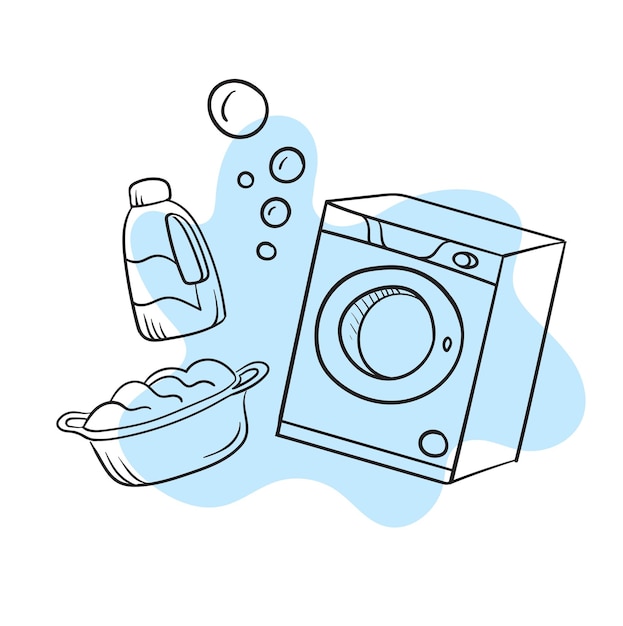 Items for washing clothes Vector illustration isolated on white background