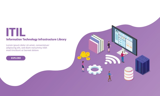 Itil information technology infrastructure library concept for website template or landing homepage