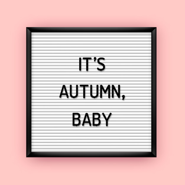 Its autumn baby quote on letterboard with plastic letters. Seasonal poster 80x, 90x.