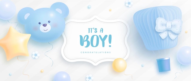 Its a boy baby shower invitation with lettering