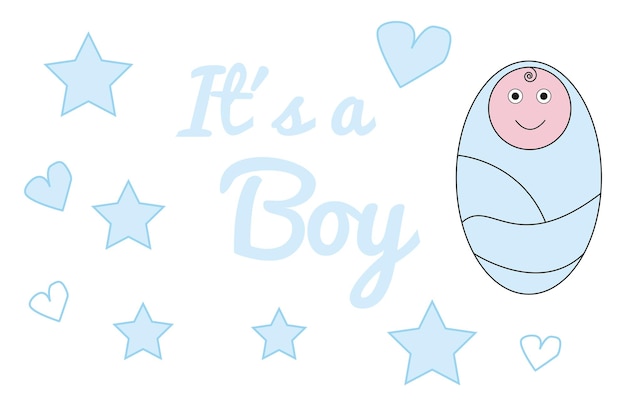 Its a boy greeting card on a white background