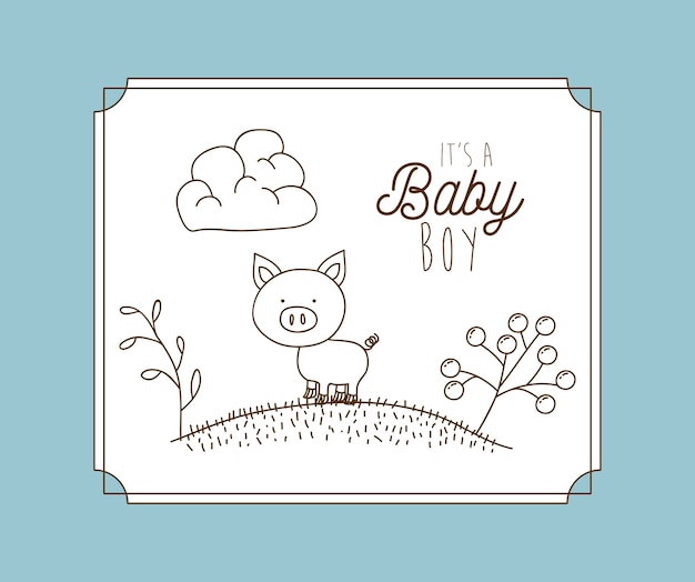 its a boy hand draw invitation card