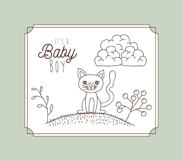 its a boy hand draw invitation card