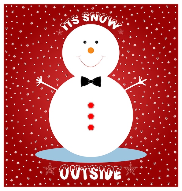 Vector its snow outside christmas vector snowmen illustrations with christmas star bow tie