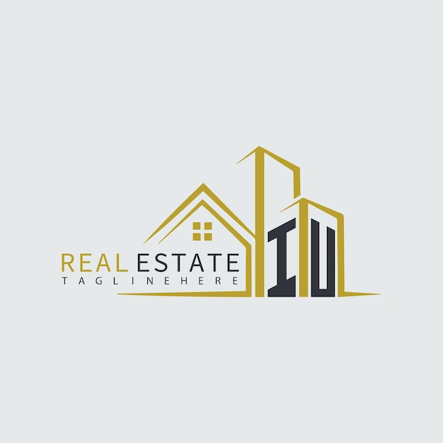 IU initial monogram logo for real estate with home shape creative design