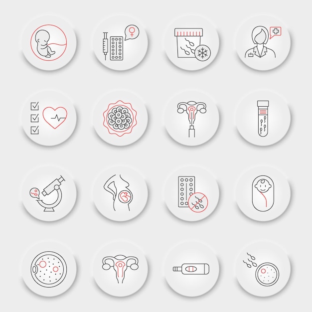 IVF line icon set