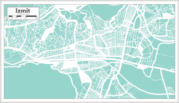 Izmit Turkey City Map in Retro Style. Outline Map. Vector Illustration.