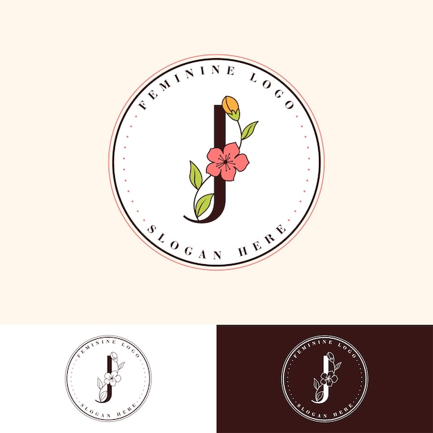 J Flower Feminine Logo Template