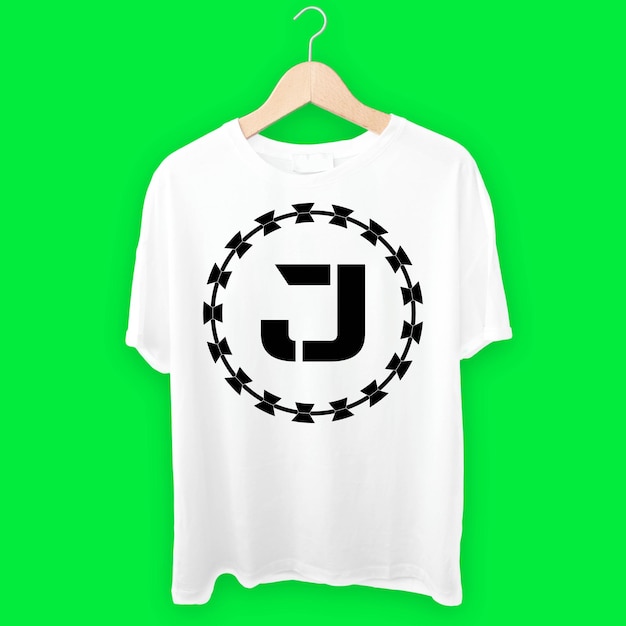 J Font black and white tshirt design