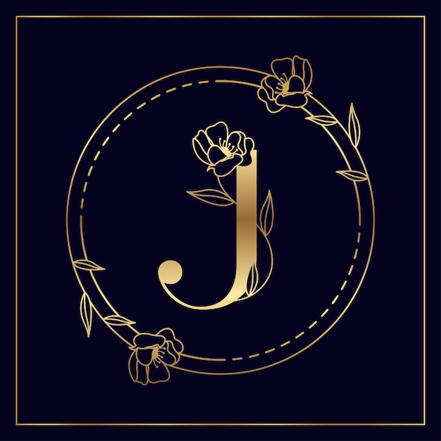 Vector j golden initial floral luxury and elegant logo