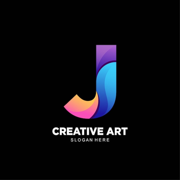 J letter design logo colorful gradient