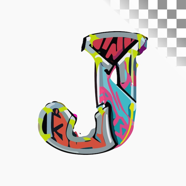 Vector j letter design stylish font wild style graffiti alphabet