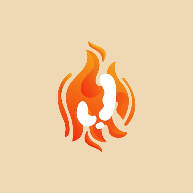 J Letter Fire Logo Burn Red orange J Logo vector design template elements for your application