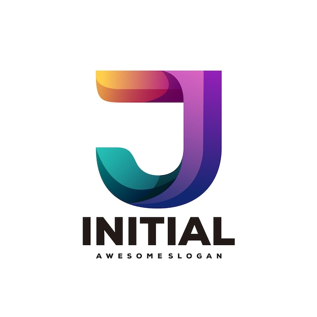 J Letter logo initial colorful gradient