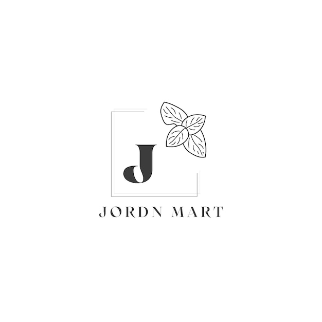 J Letter Logo with creative Floral concept for company business beauty real estate Premium Vector