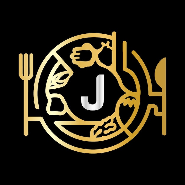 J Letter Monogram design food service vector logo design template