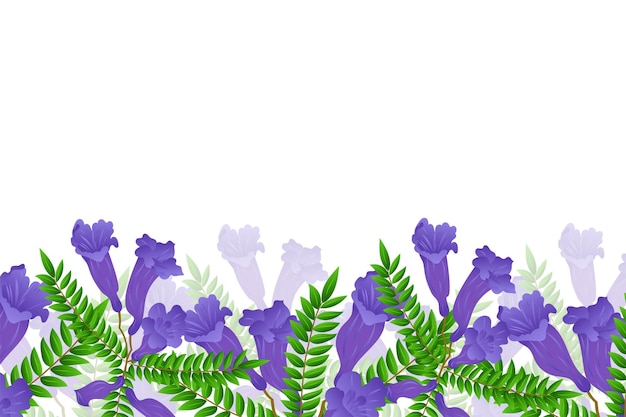 Jacaranda flowers border Vector illustration for design greeting card invitation wedding