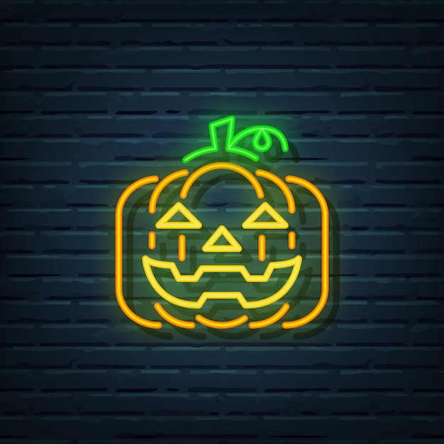 Jack O Lantern Neon Sign Vector Elements