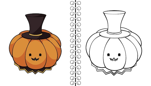 Jack Pumpkin Coloring book outline and doodle cute pumpkin characters. Halloween trick or treat.