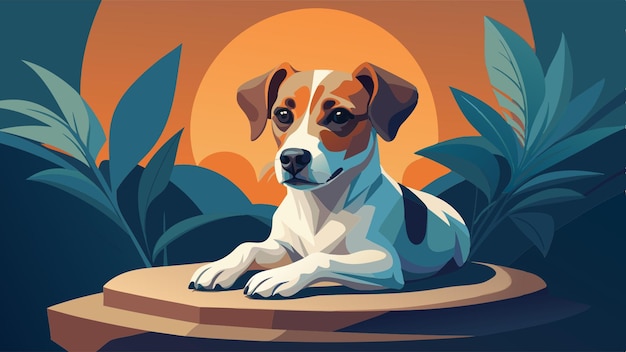 jack russel seat on skull vector illustration flat 2